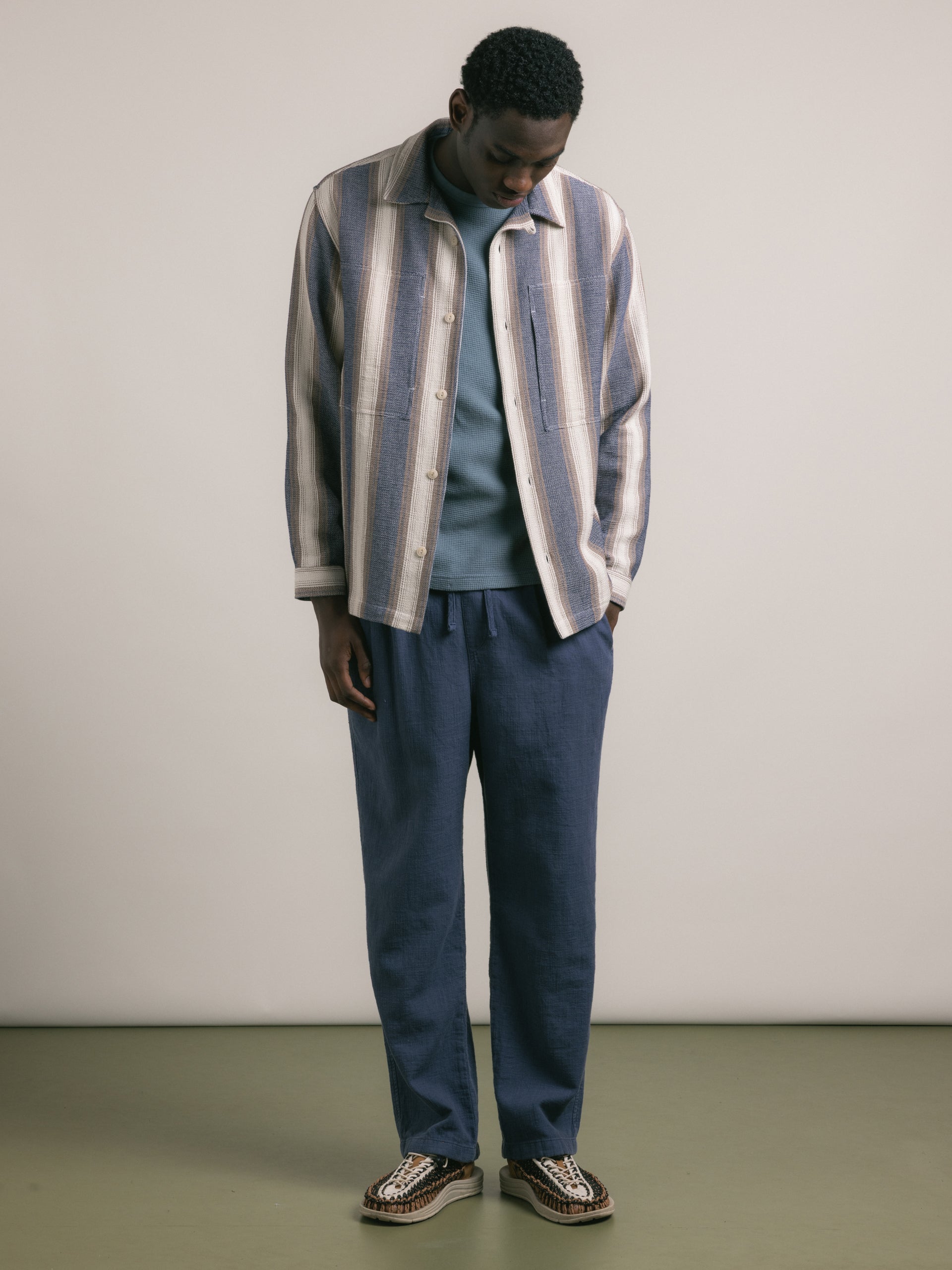 Doune Pant in Navy Slub Cotton