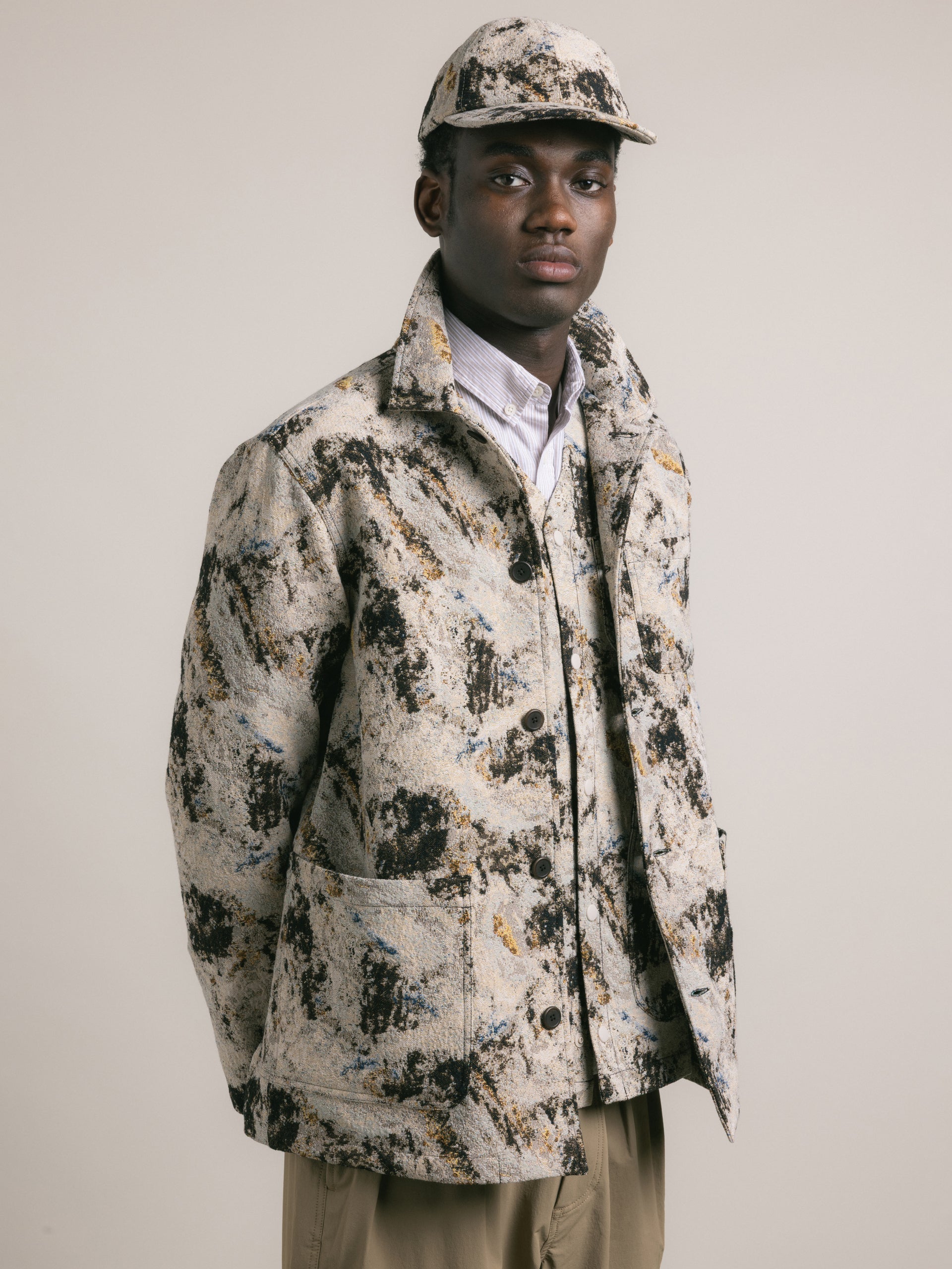 Leuchars Cap in Brown Camo Jacquard