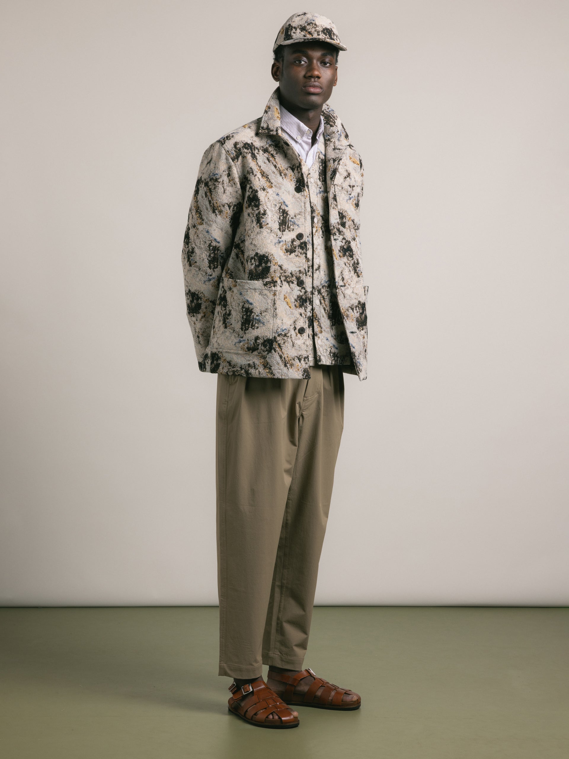 Leuchars Cap in Brown Camo Jacquard