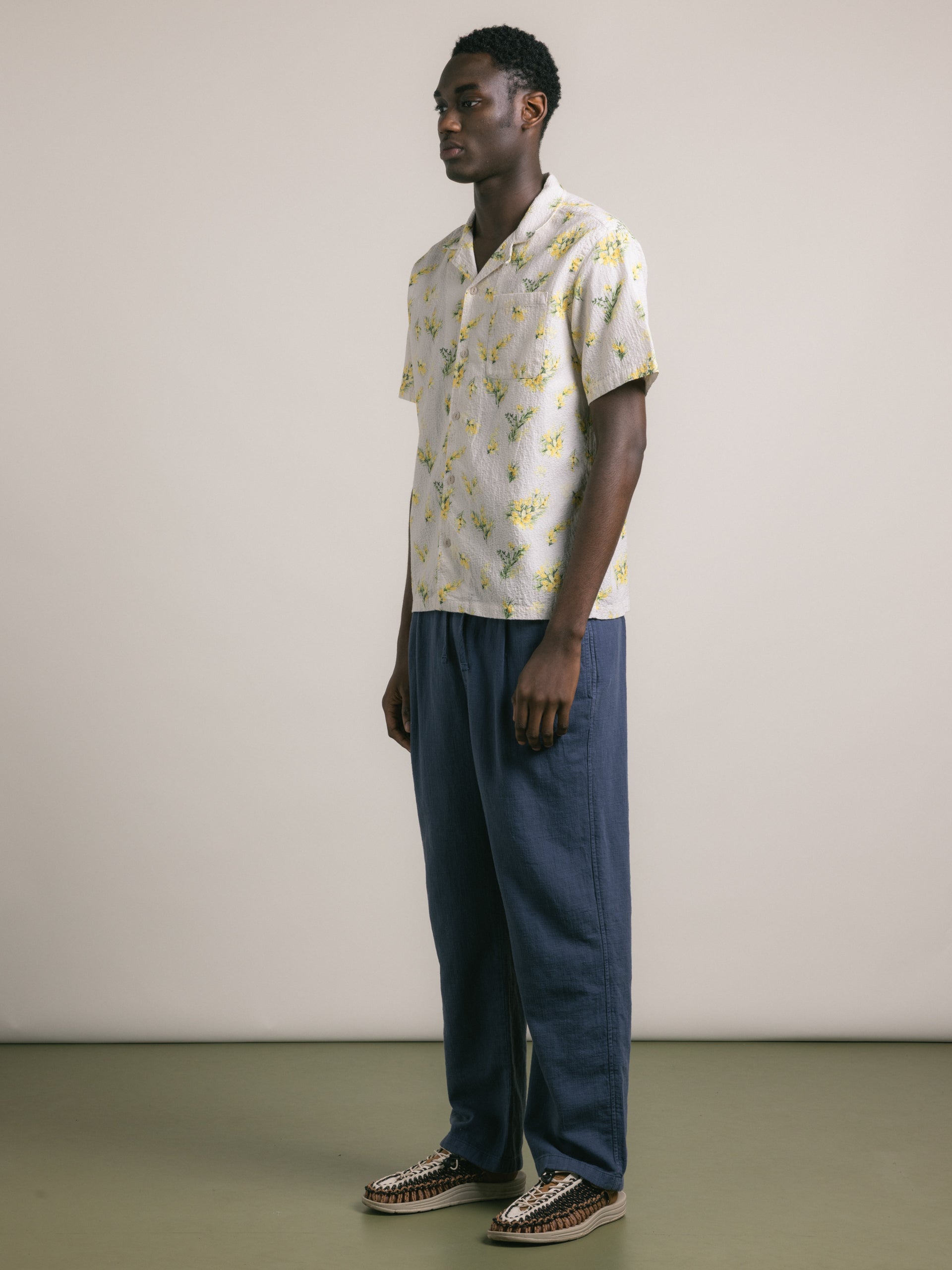 Doune Pant in Navy Slub Cotton