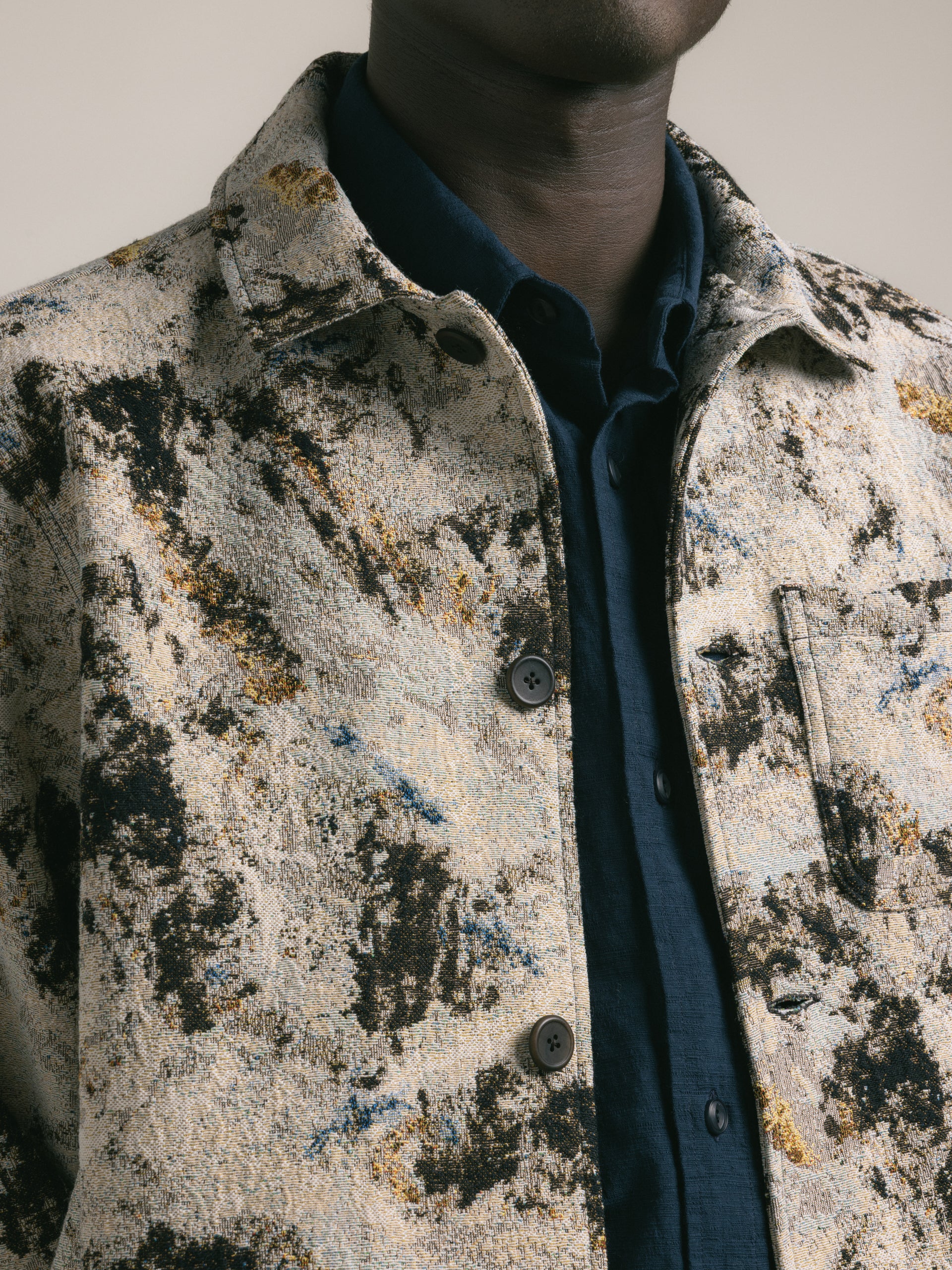 FORSOMEONE 玉虫色 WL TINS JACKET 48 Ormiston Jacket in Brown Camo Jacquard – Kestin