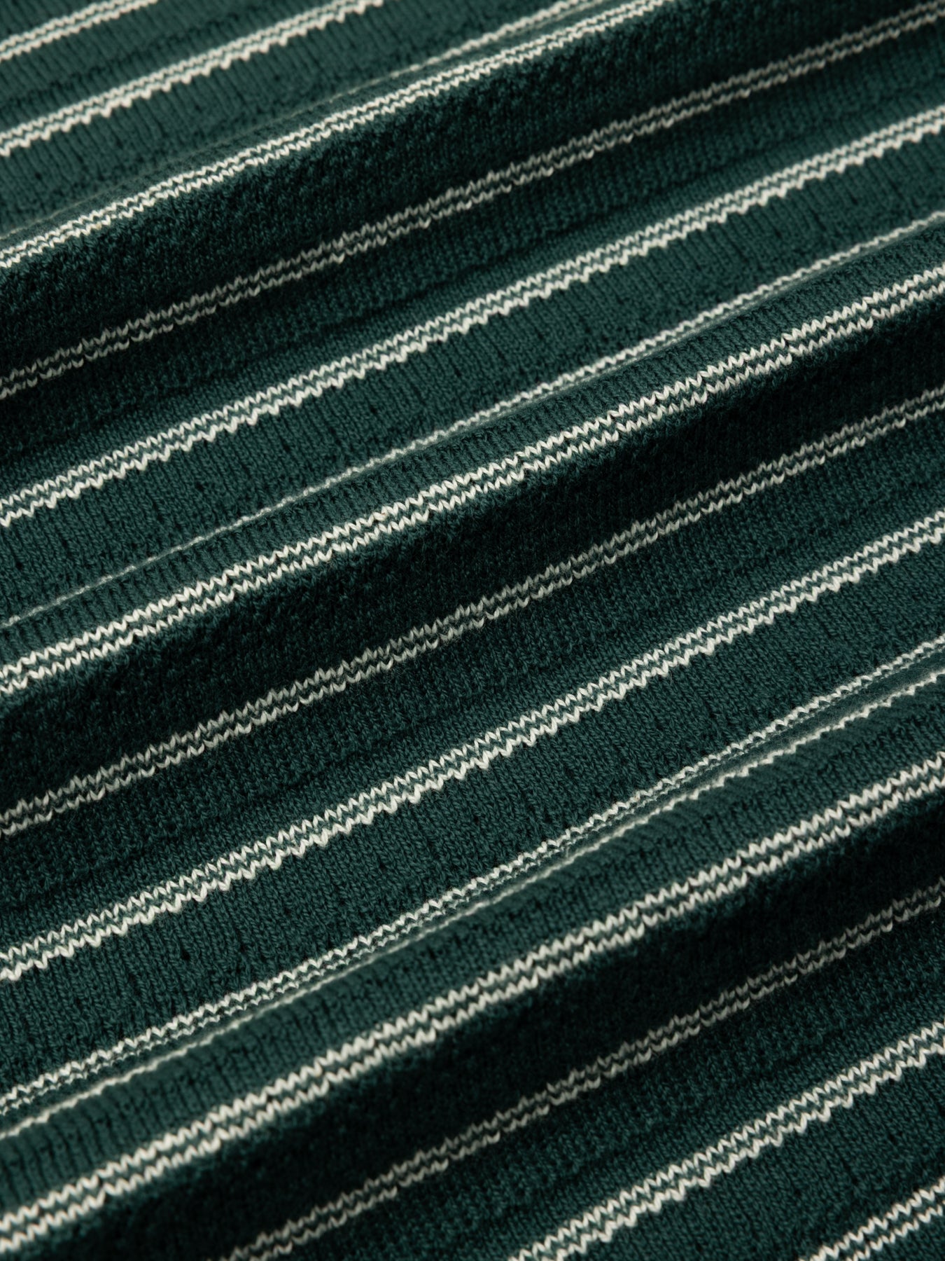 Fly T-Shirt in Green / Ecru Organic Cotton Knitted Stripe