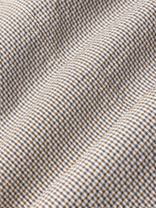 Clyde Pant in Ecru / Brown Gingham Seersucker