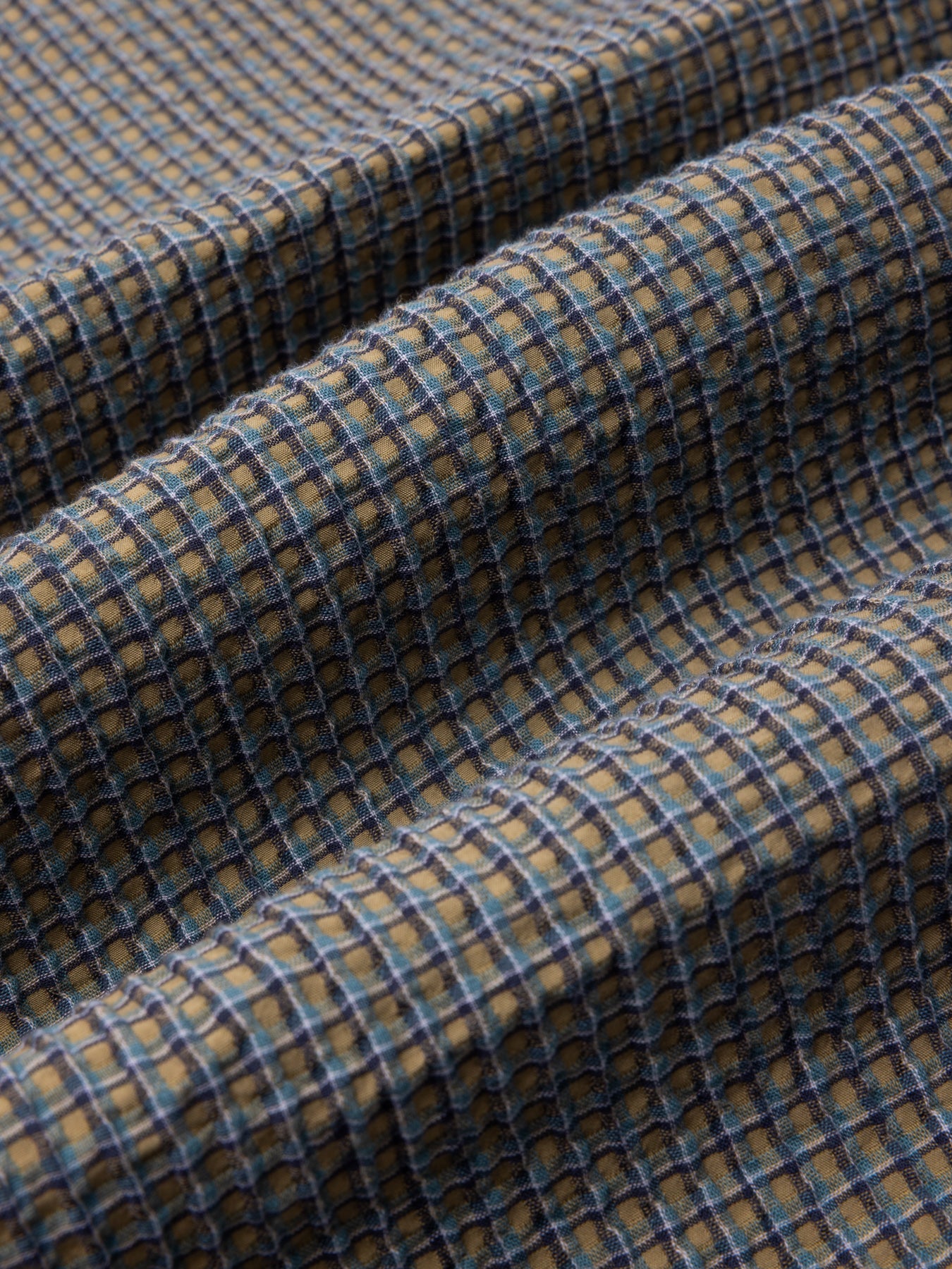 Crammond Shirt in Green Check Japanese Seersucker