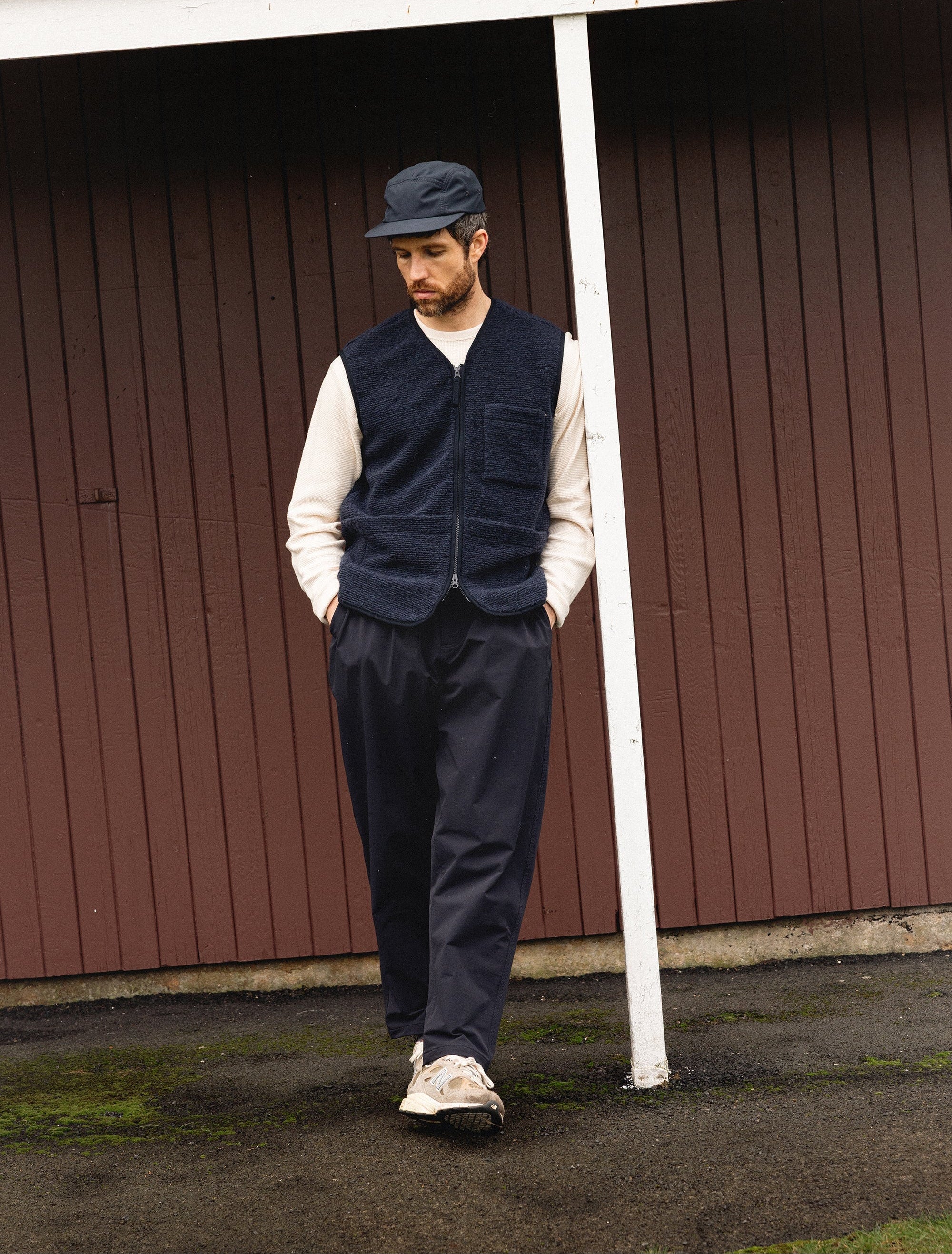 Bute Vest in Navy Ribbed Fleece