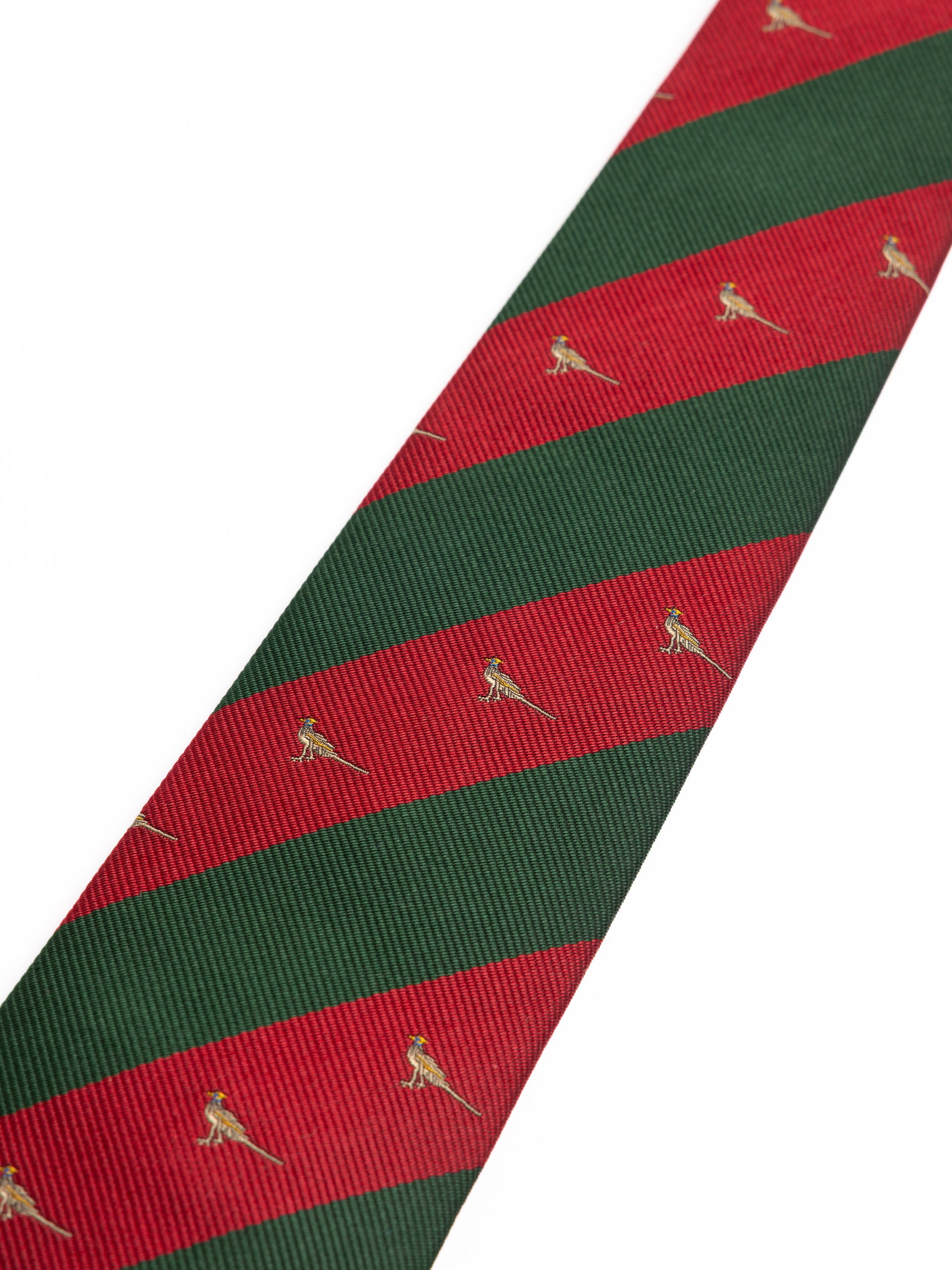 Silk Tie in Green / Red Stripe