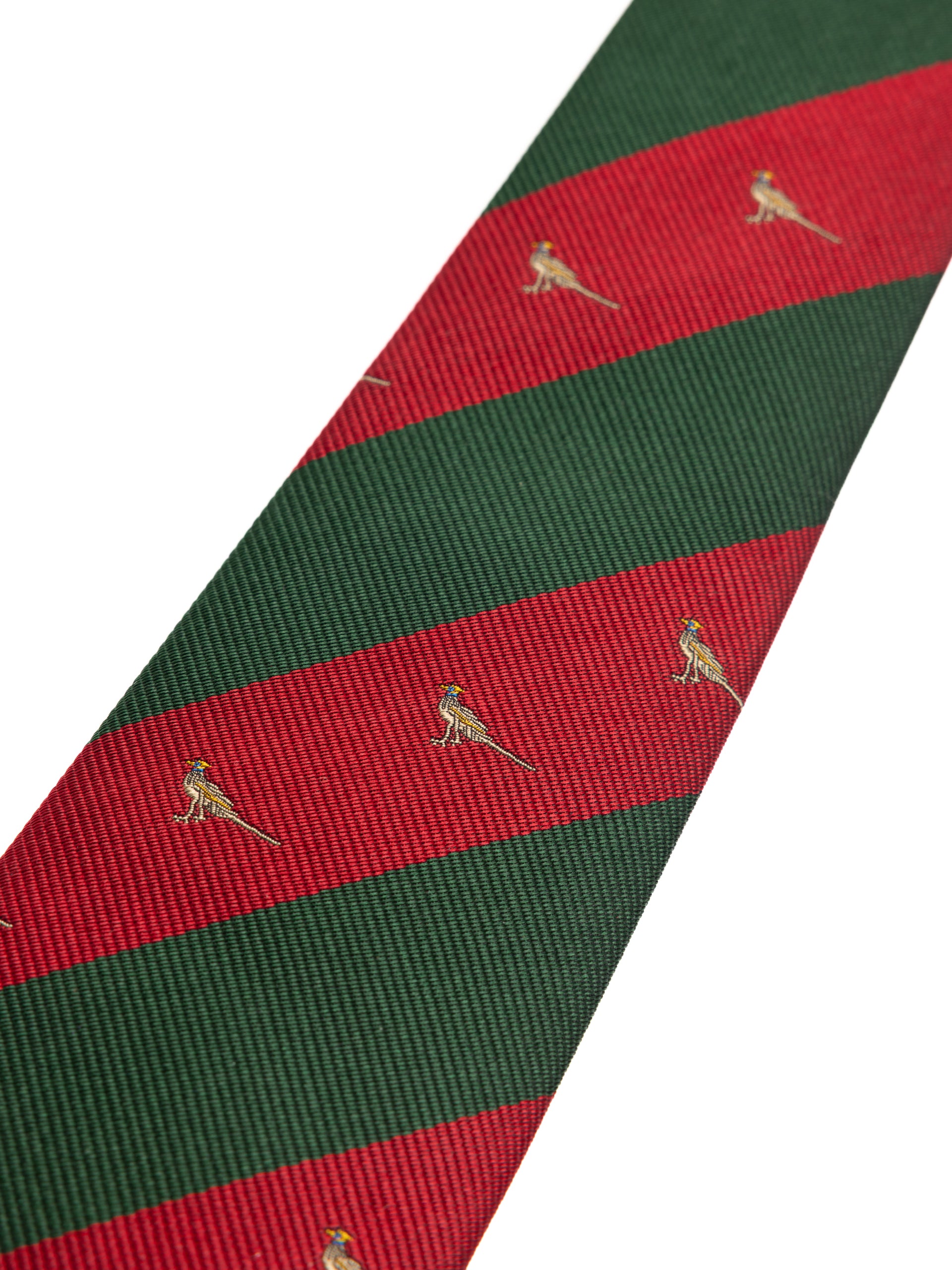Silk Tie in Green / Red Stripe