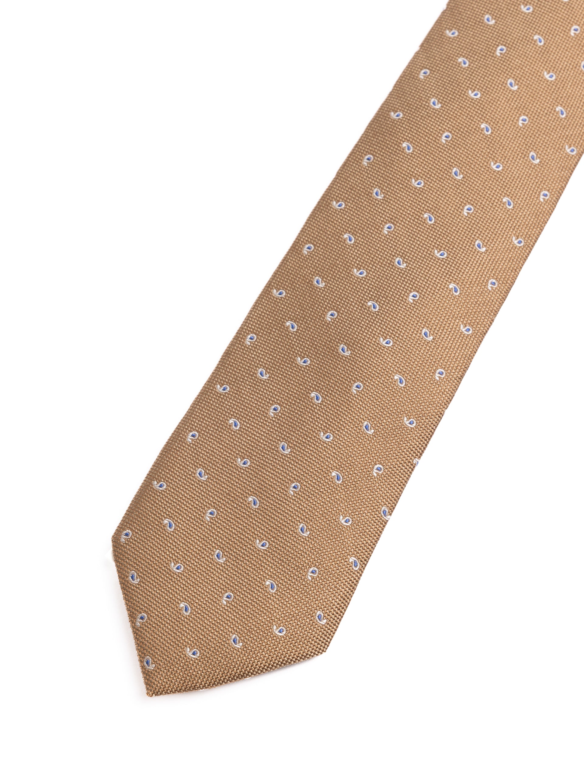 Silk Tie in Brown Micro Paisley