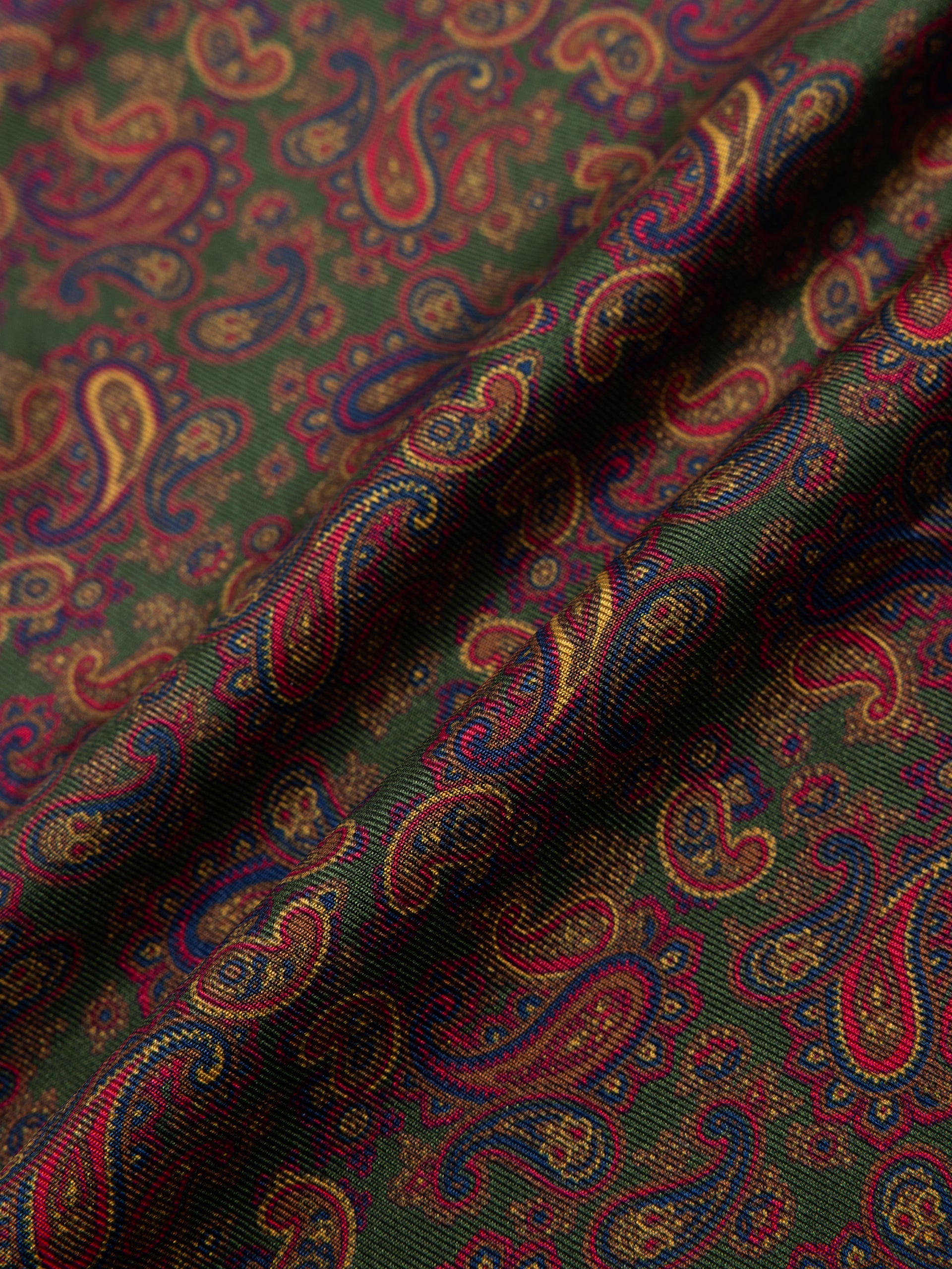 Pocket Square in Green Paisley Silk