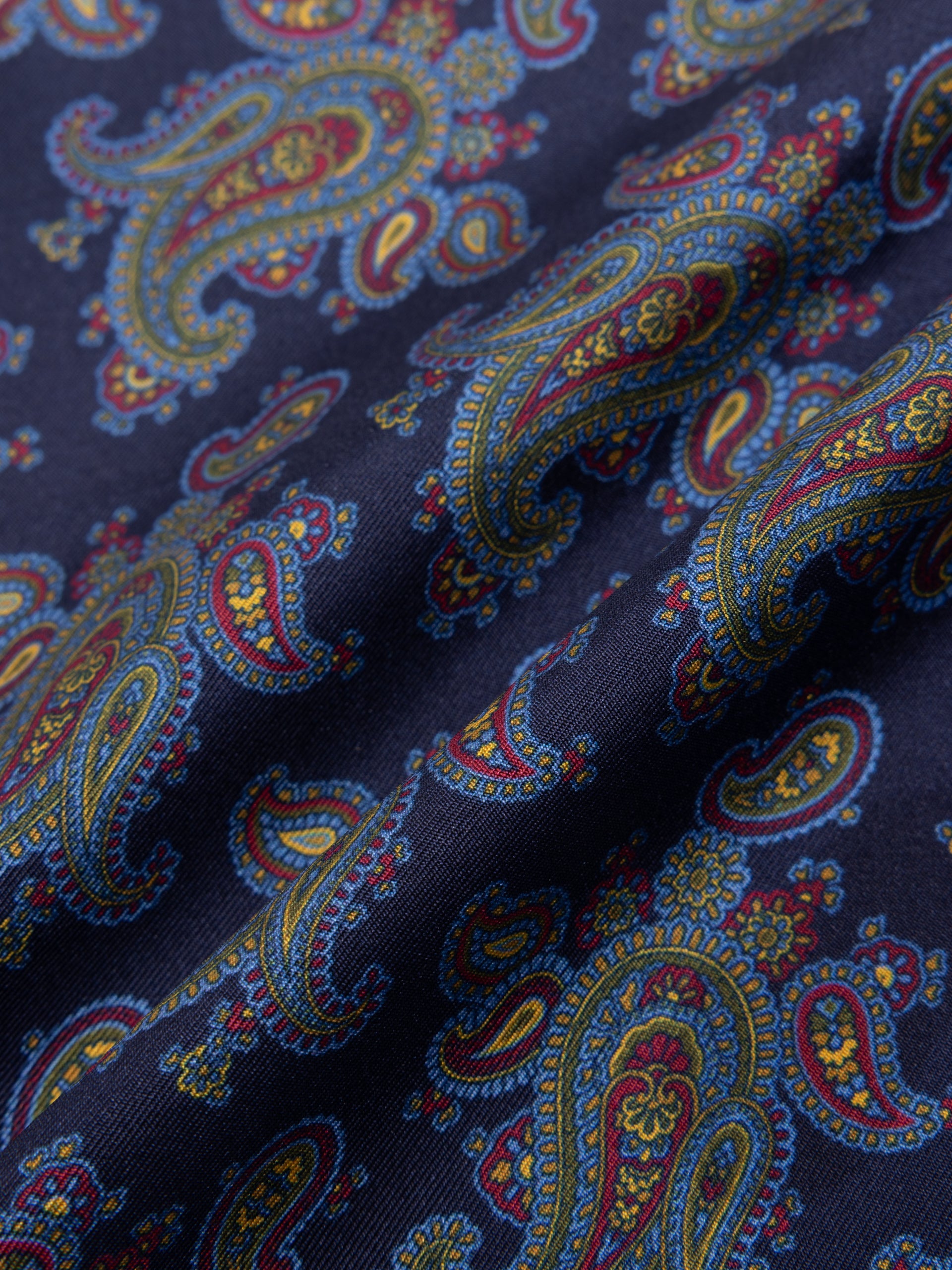 Pocket Square in Navy Paisley Silk