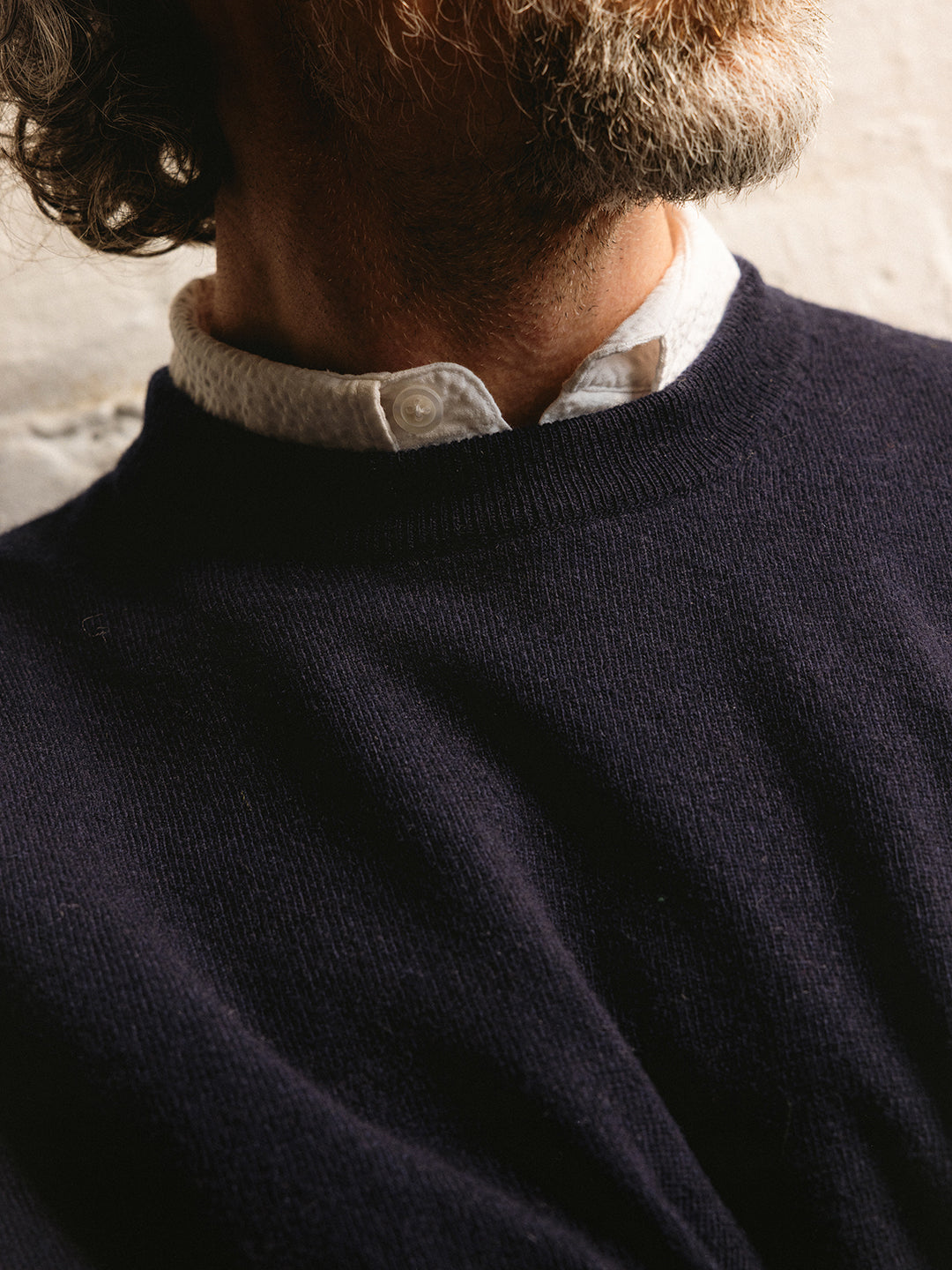Teviot Crew Neck in Navy Merino Wool & Cashmere