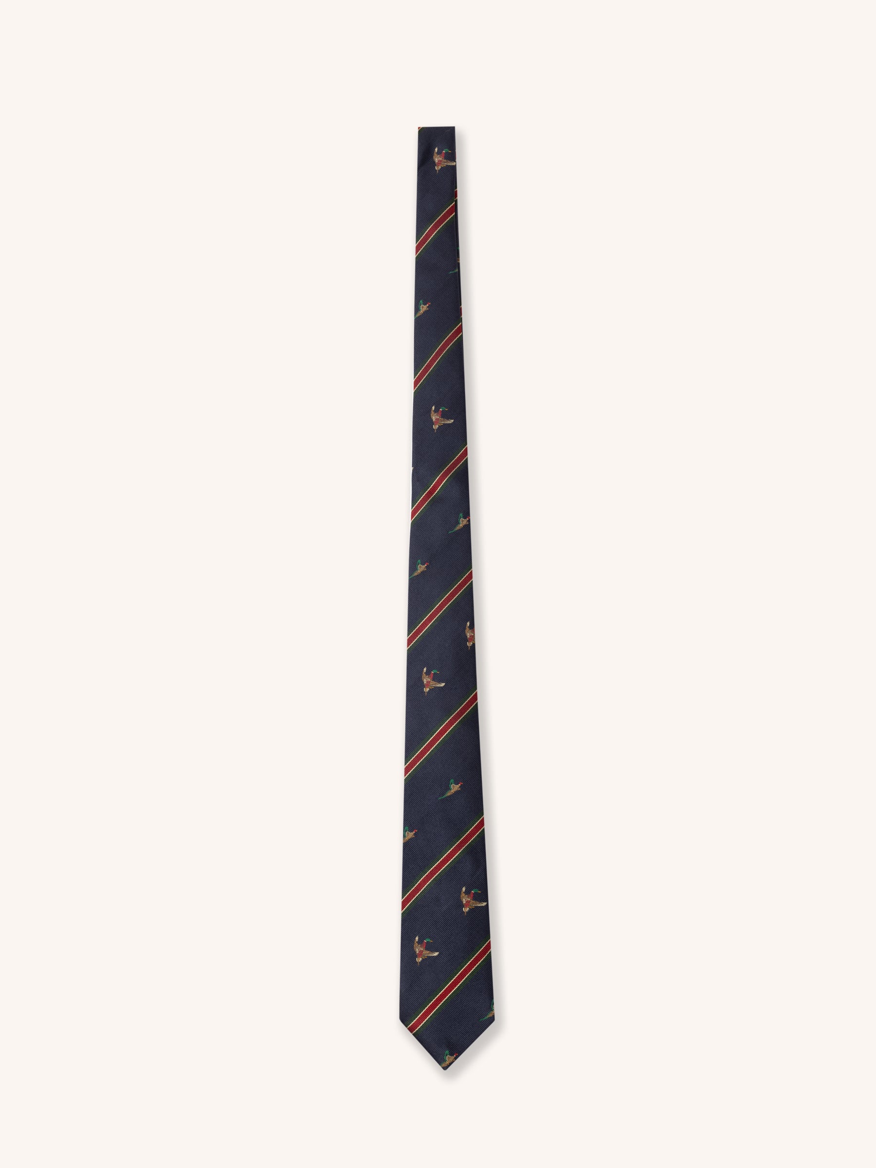 Silk Tie in Navy Duck Motif