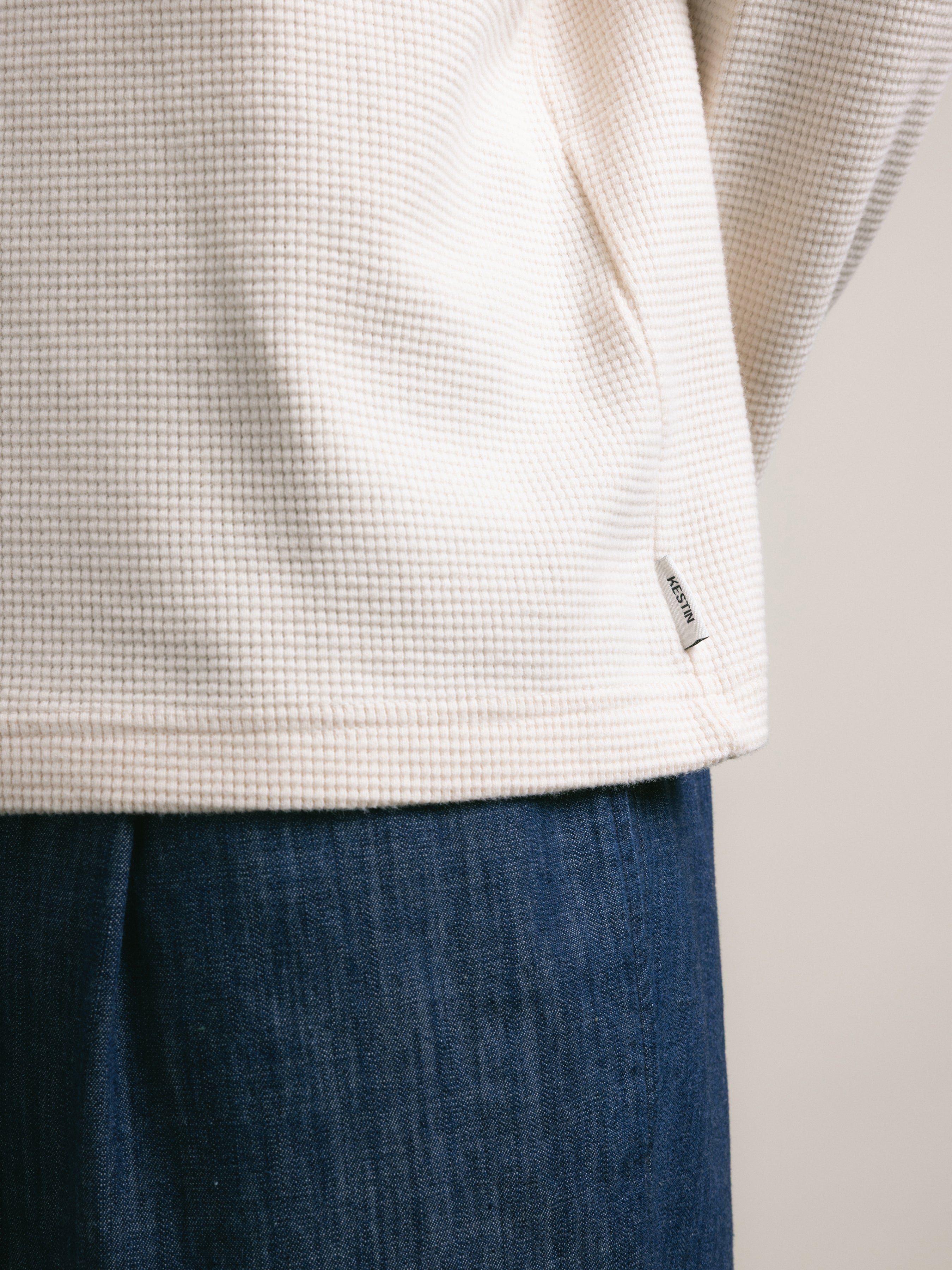 Waternish Long Sleeve Tee in Natural Brushed Waffle