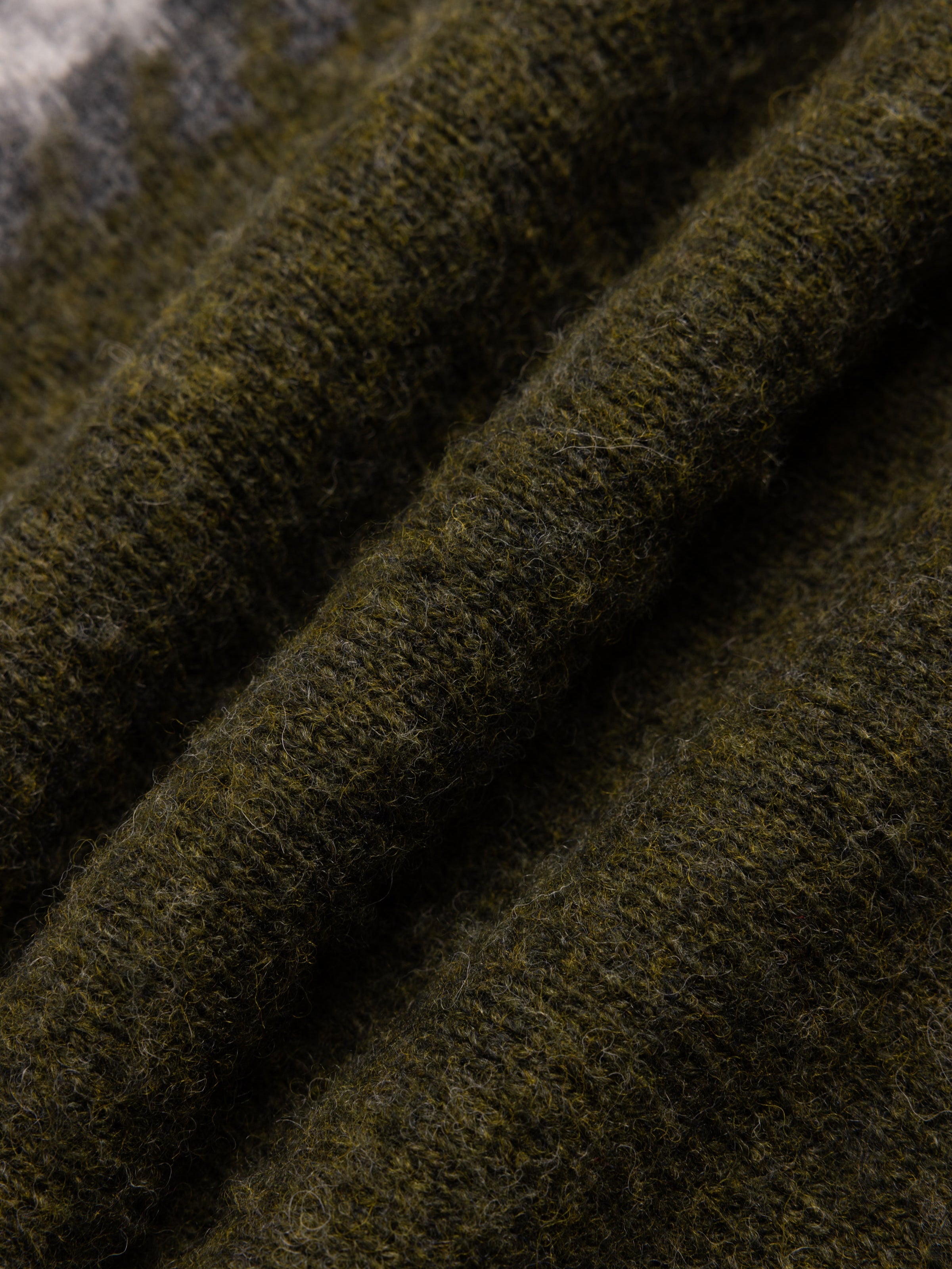Yoke Fairisle Crew in Olive Brushed Pure Wool