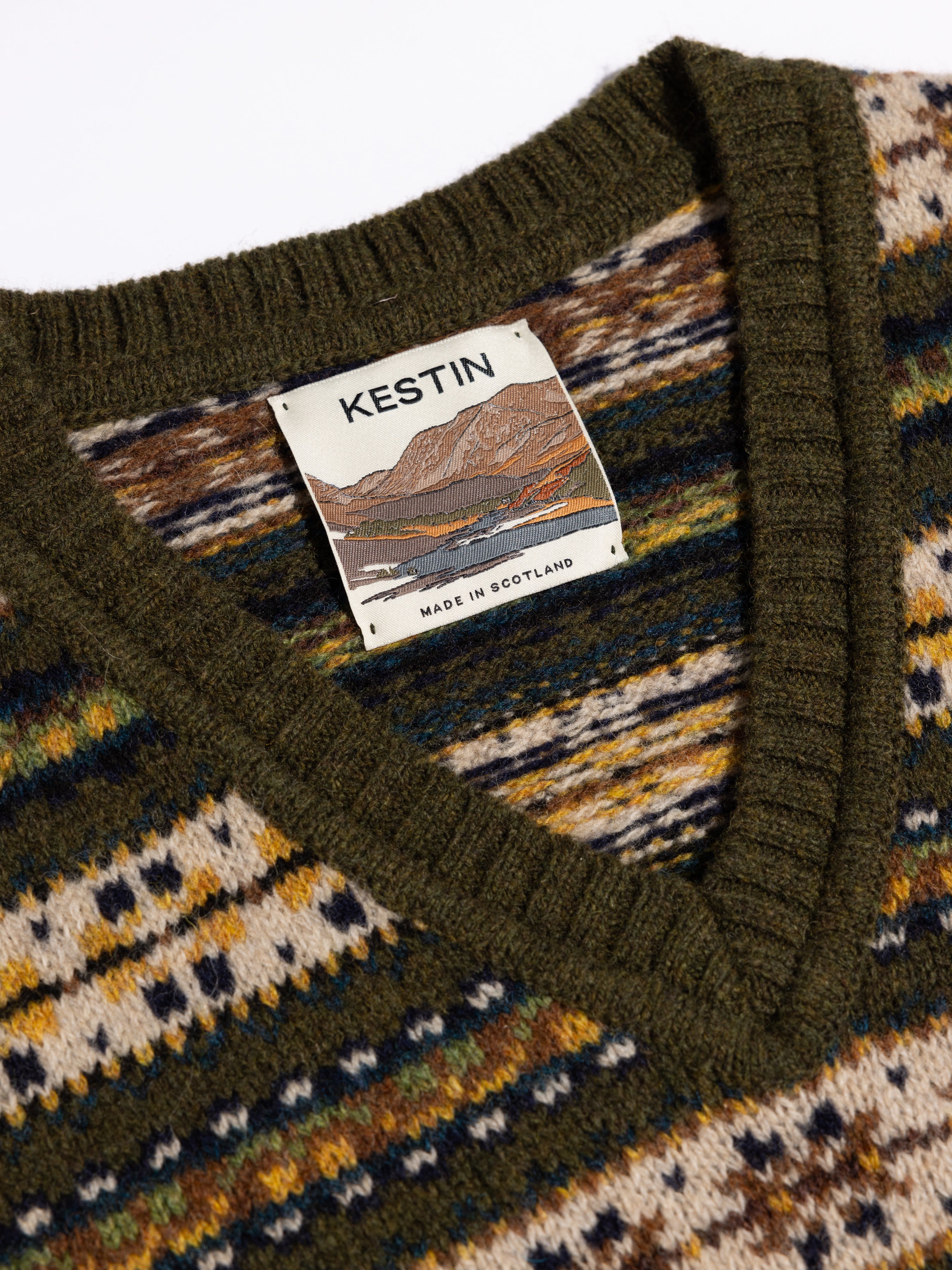 Fair Isle Vest in Green Multi Lambswool