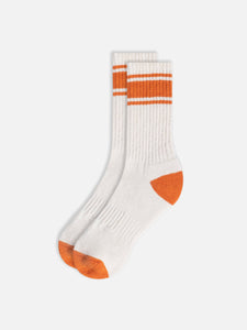 Elgin Cotton Sock in Ecru / Tangerine