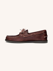 A classic men's boat shoe from Sebago, in brown leather.