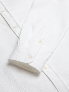 A close-up of the cuff of the Dirleton Shirt from menswear designer KESTIN in a smart white colour.