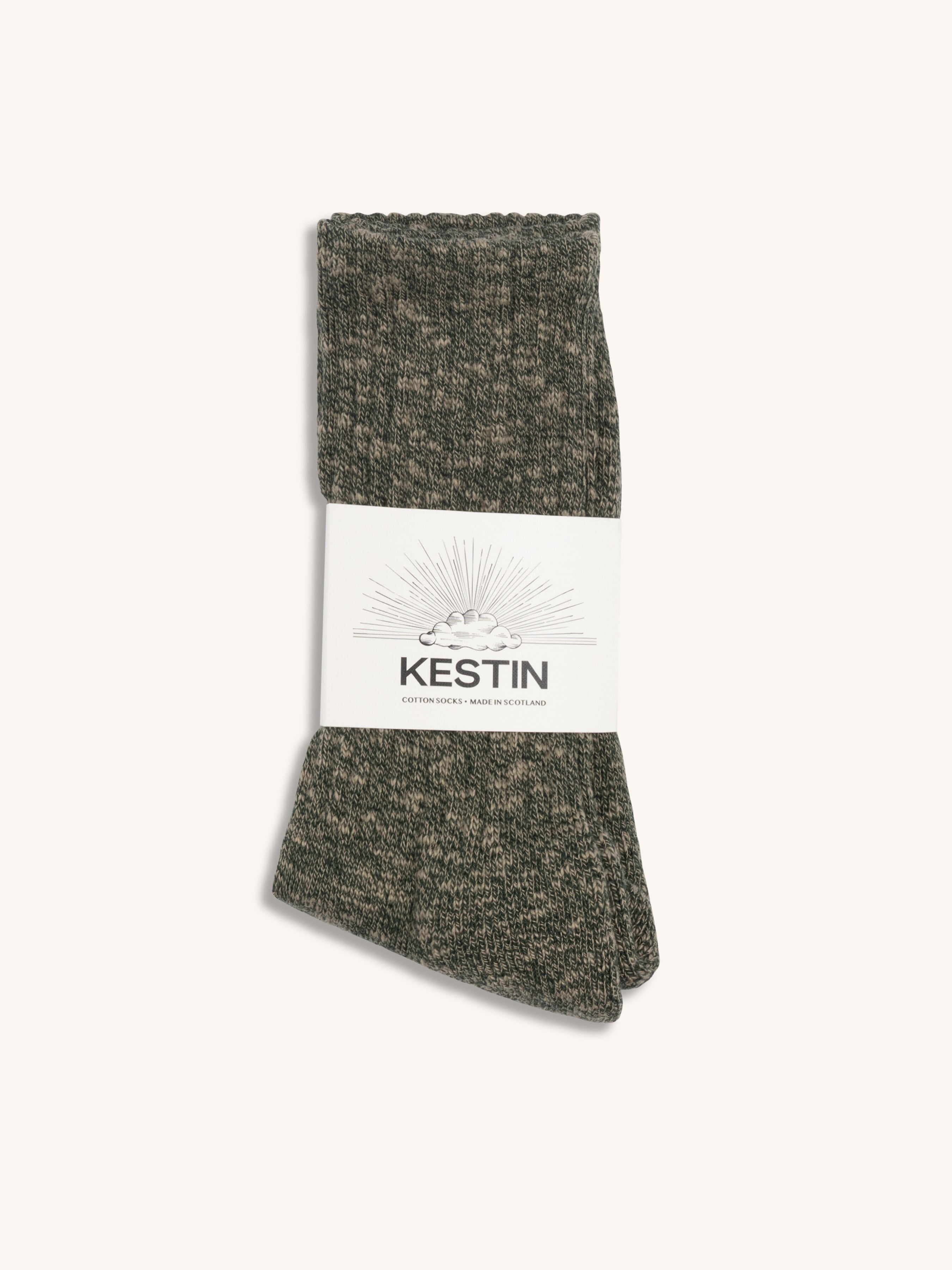 Elgin Cotton Blend Sock in Green Marl Slub Yarn