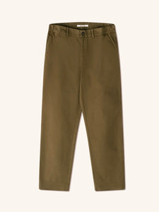 A pair of green trousers from British menswear brand KESTIN, made from a durable cotton canvas.