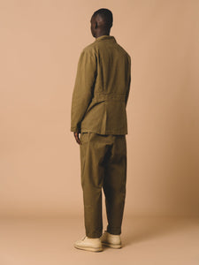 The back profile of the KESTIN Port Blazer and Clyde Pants, worn on a model.