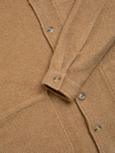 A buttoned front and cuff, on a classic men's wool chore coat.