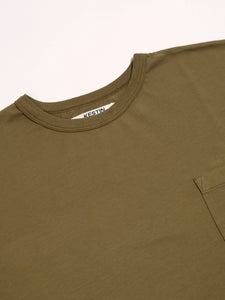 The ribbed crew neck from KESTIN's Fly Tee in green.
