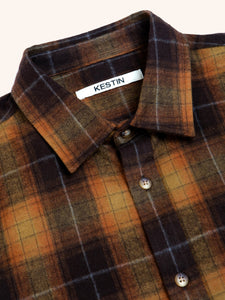 The collar of the KESTIN Dirleton Shirt, which is a traditional men's Flannel Shirt, made from a premium Japanese brushed cotton.