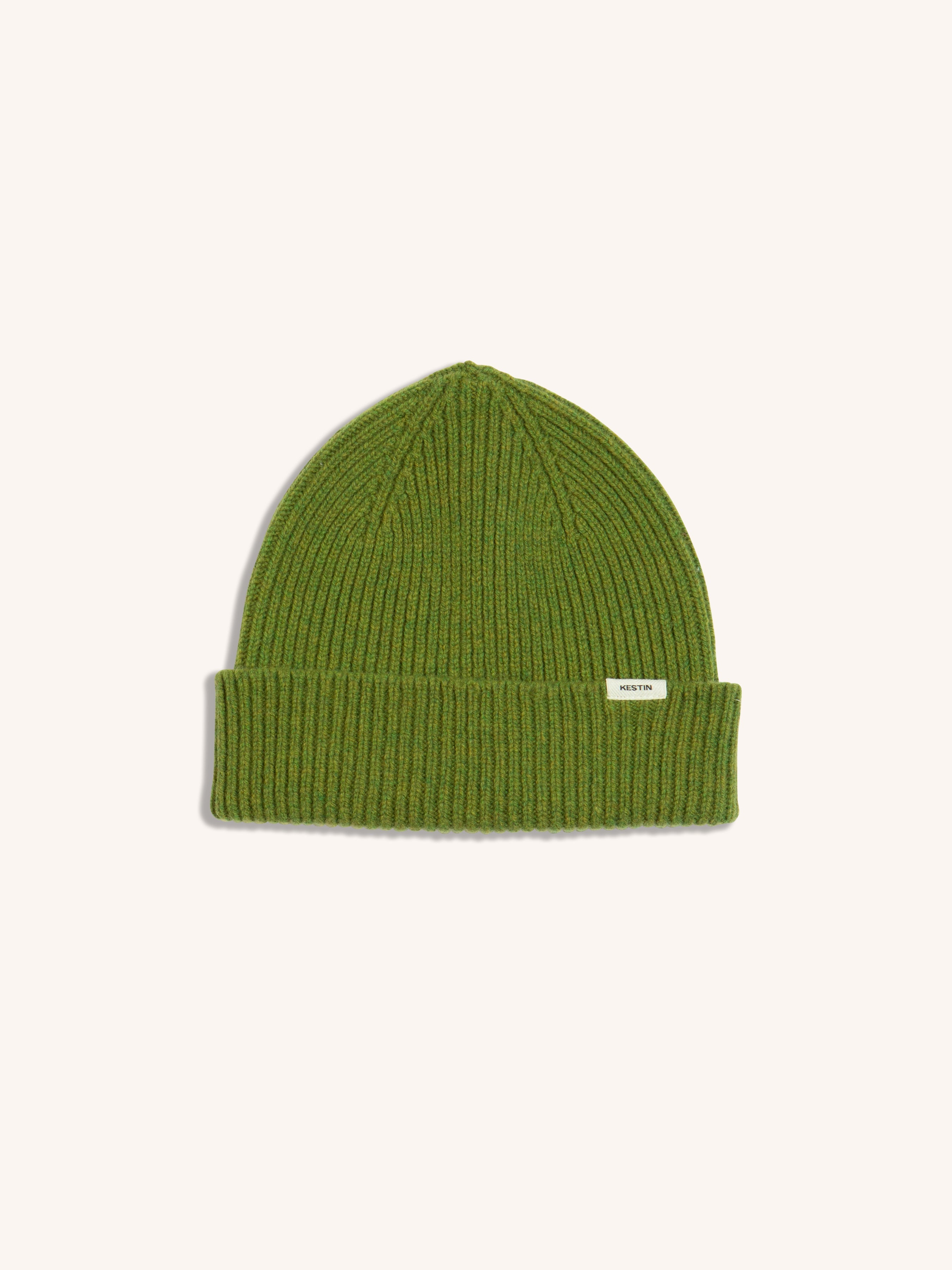 A men's lambswool beanie, made in Scotland by menswear designer KESTIN, in green.