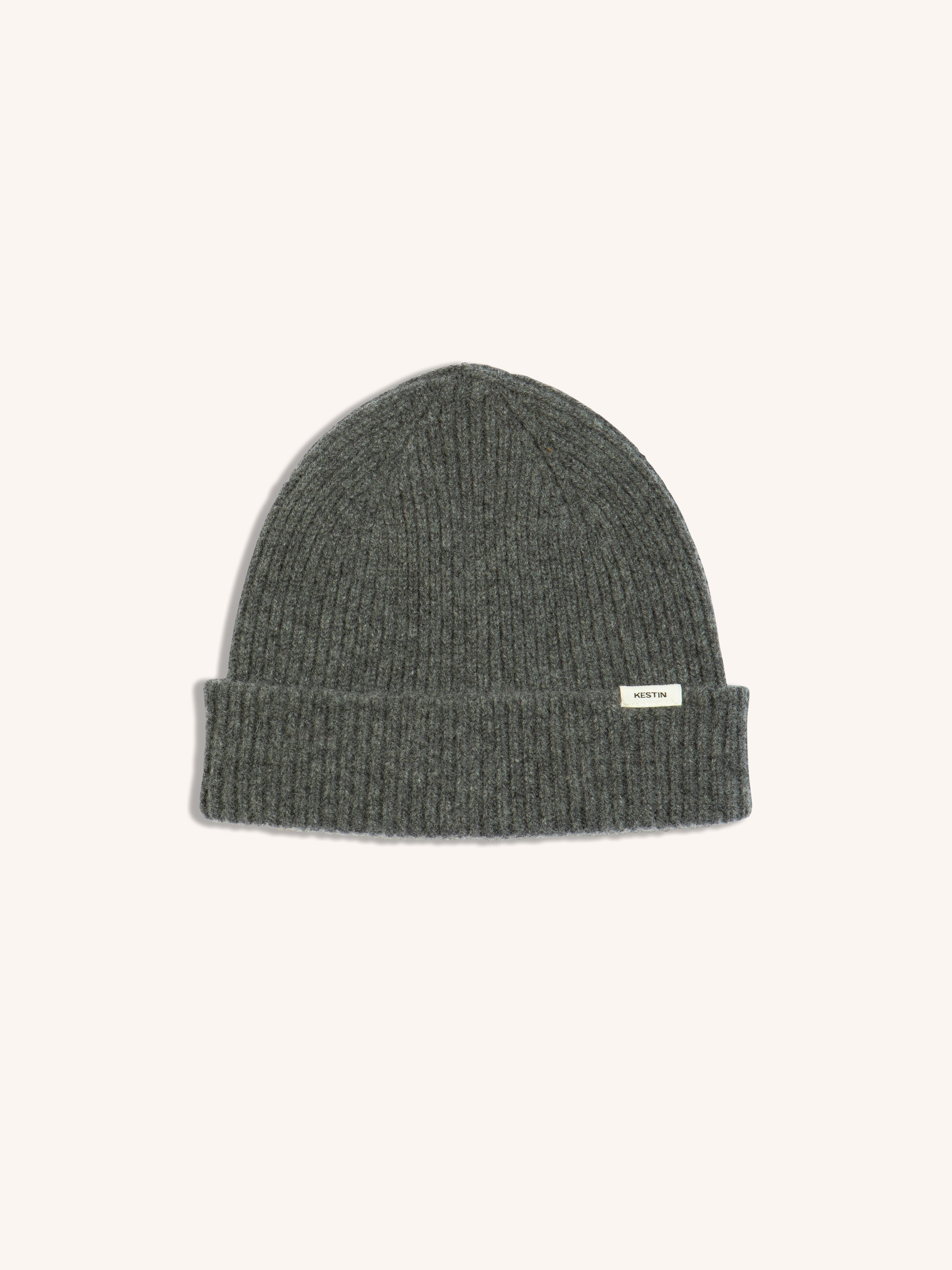 A men's lambswool beanie, made in Scotland by menswear designer KESTIN, in grey.