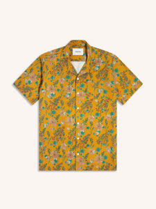 A men's short sleeve shirt from Scottish designer KESTIN, in a yellow floral print.