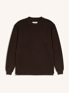 A waffle-knit sweatshirt from KESTIN, made from comfortable cotton in dark brown.