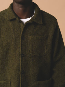 A dark green fleece shacket, designed by premium men's brand KESTIN.