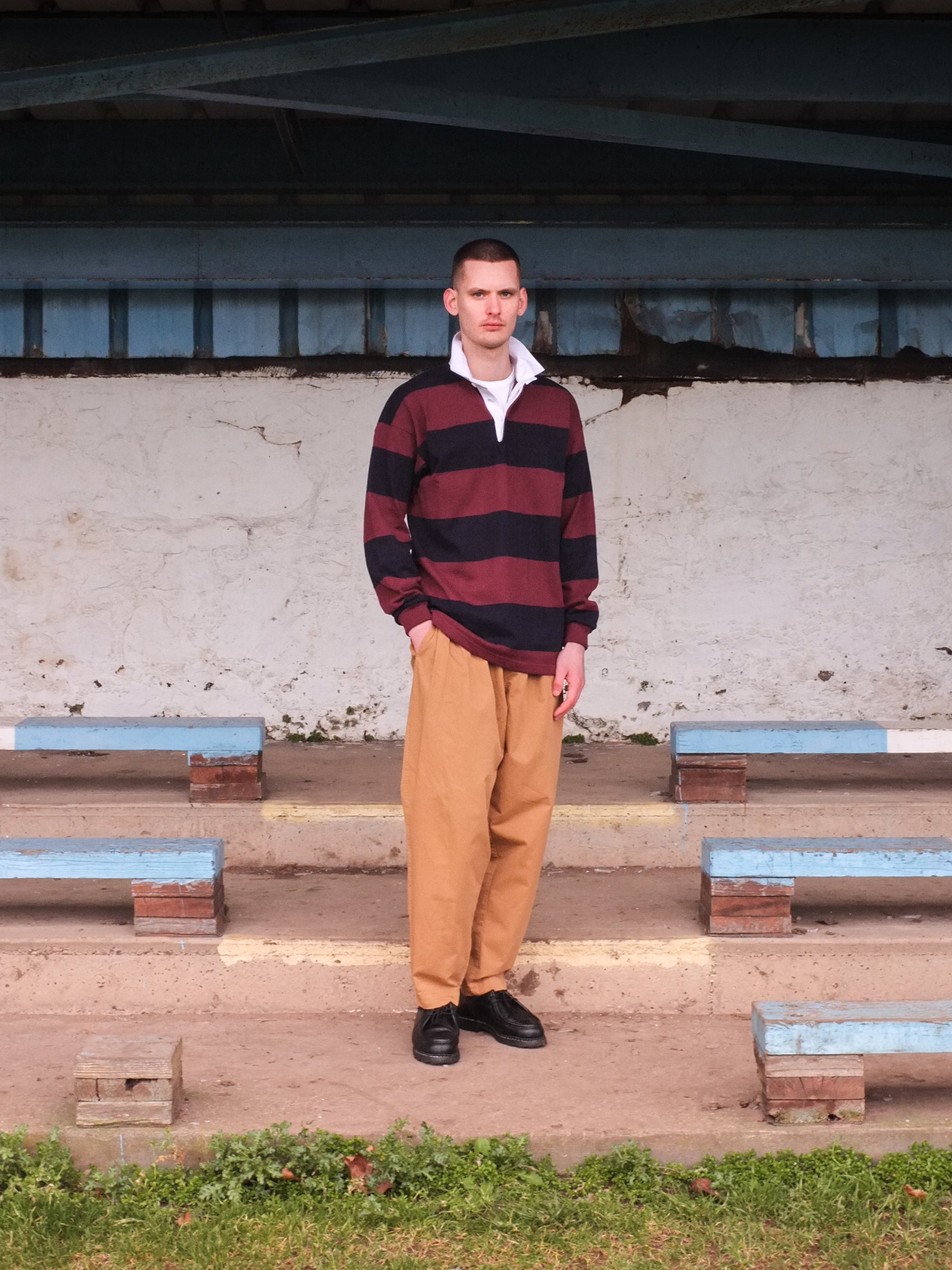 Selkirk Classic Rugby in Burgundy / Navy Stripe