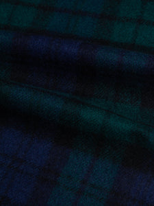 A Black Watch tartan check, made from a warm and soft wool, used to  make a scarf.