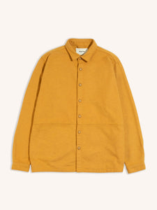 A brushed cotton flannel overshirt from KESTIN, in a warm yellow colour for AW23