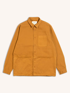 An overshirt from Scottish menswear designer KESTIN, made from a yellow brushed cotton.