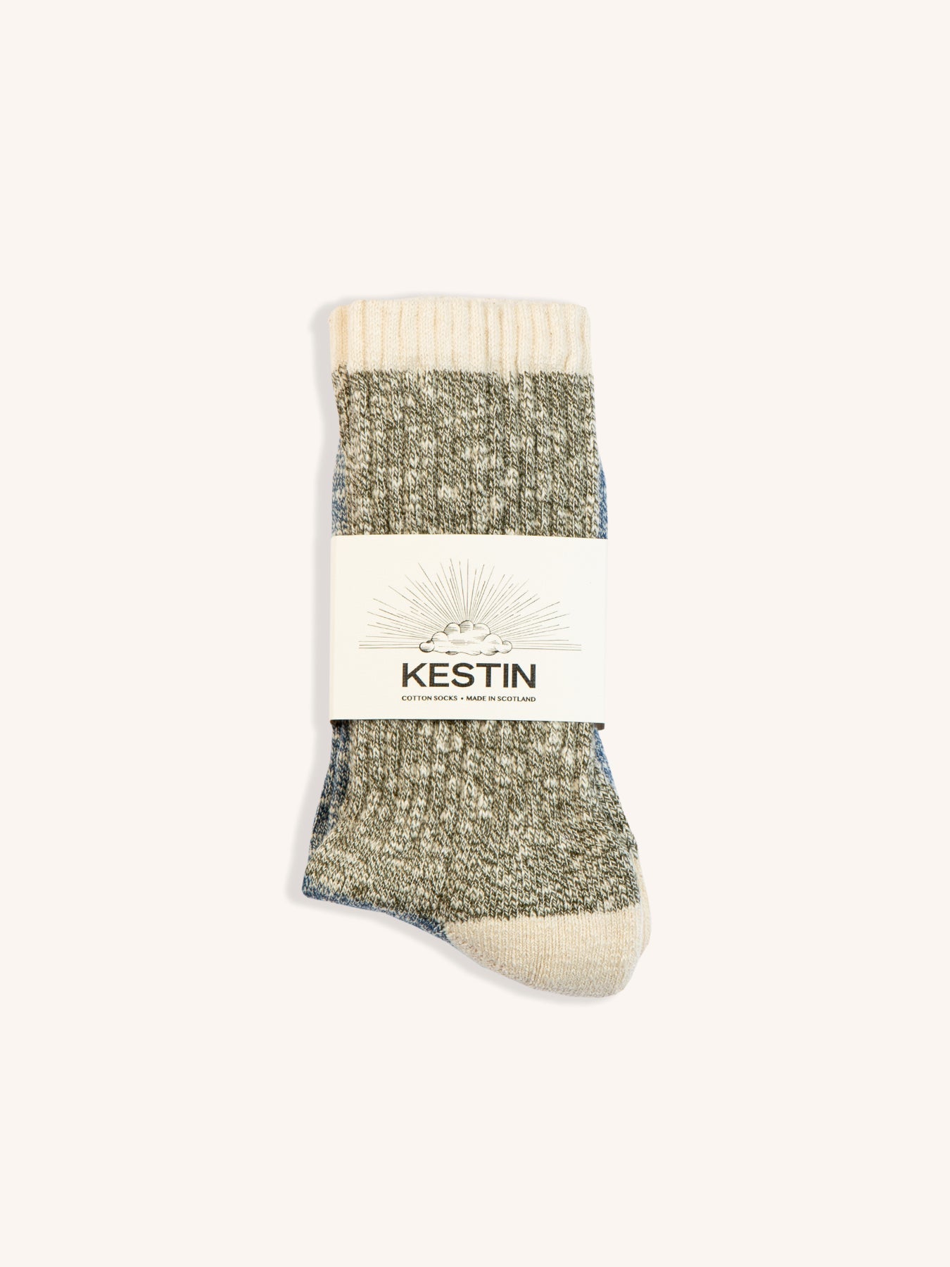Elgin Cotton Sock in Blue / Olive Marl Mix