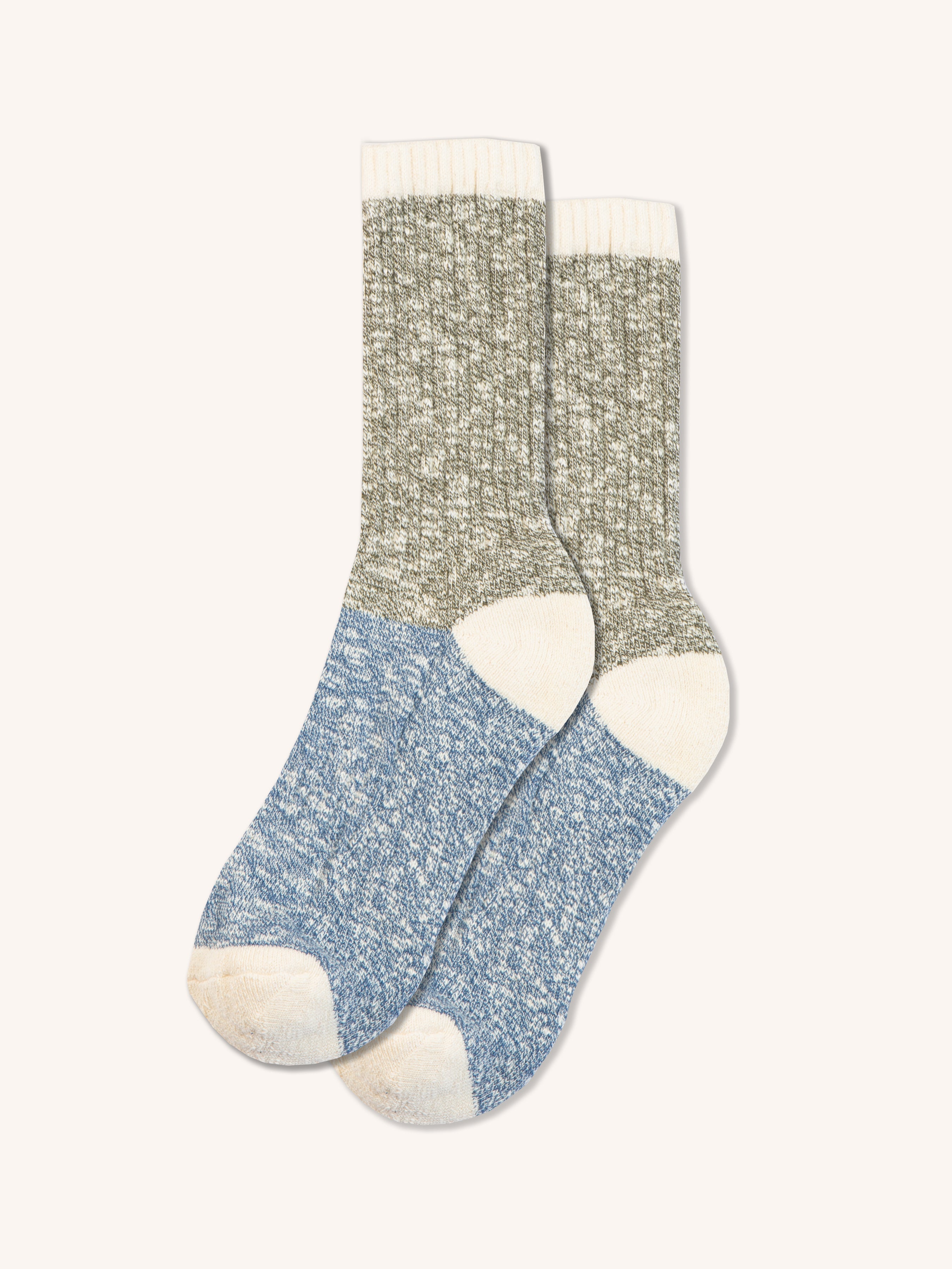 Elgin Cotton Sock in Blue / Olive Marl Mix