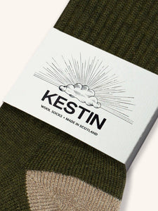 Elgin Wool Sock in Olive / Putty Stripe