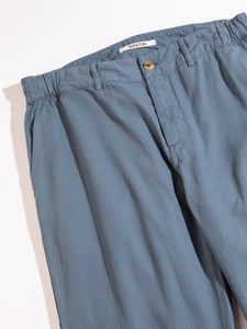 The front details of the KESTIN Aberlour Pant in French Blue, on a white background.