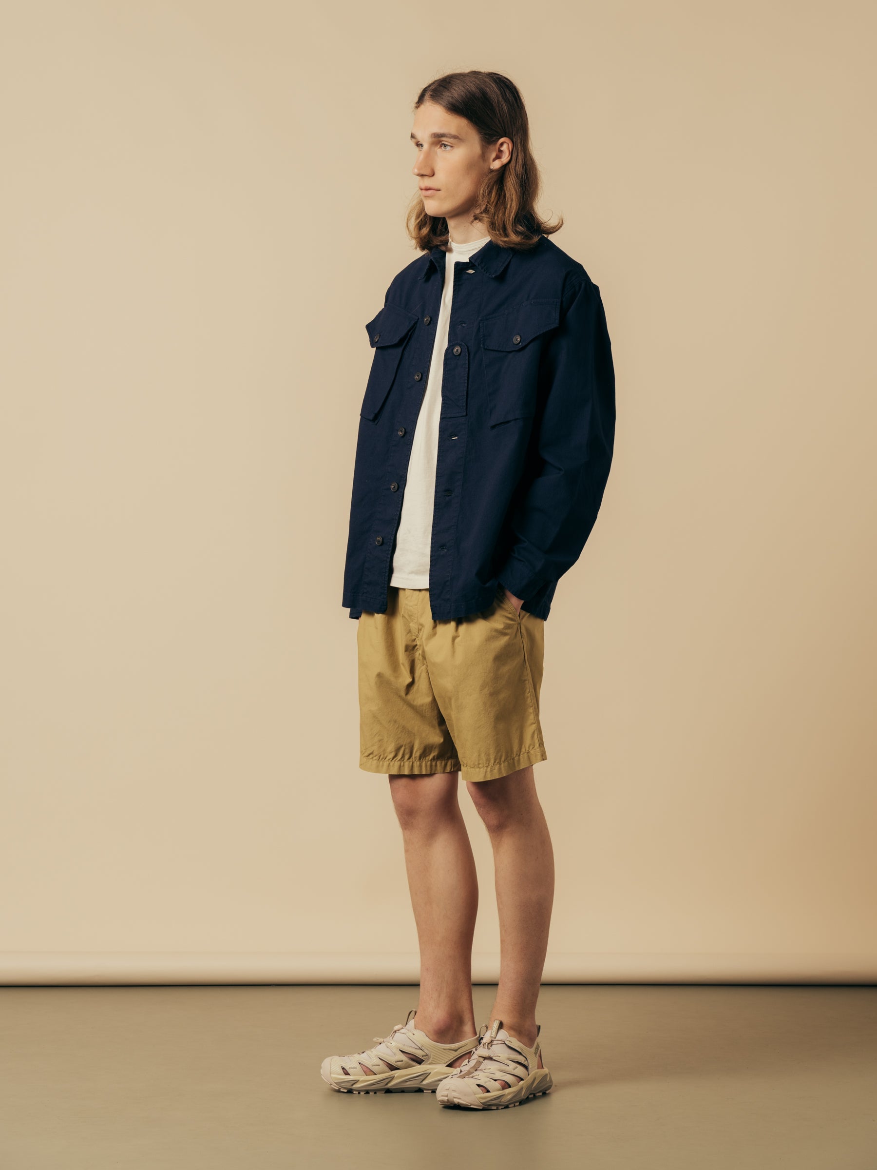 A model wearing a casual spring outfit from menswear brand KESTIN.