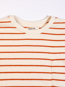 A close-up of the ribbed crew neck from the KESTIN Fly Tee.