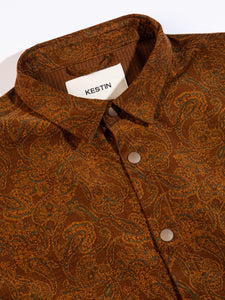 A Japanese press-snap front and collar of the KESTIN Armadale Shirt Jacket.