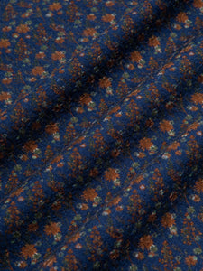 A navy blue floral printed fabric, used to make the KESTIN Granton Shirt.