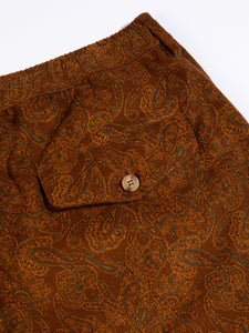 A close-up of the rear pocket of the KESTIN Mhor Short in Rust Paisley.