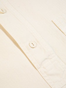 The buttoned front of the KESTIN Granton Shirt in Ecru.