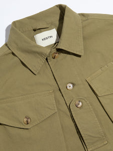 The collar of the KESTIN Redford Jacket in Military Green.