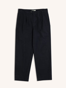 A pair of relaxed fit trousers from KESTIN made from a dark navy cotton ripstop.