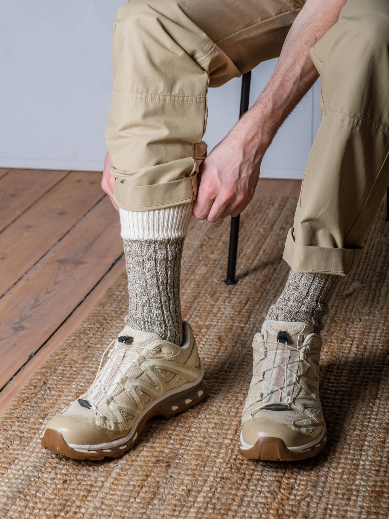 Melrose Merino Wool Socks in Light Olive Marl